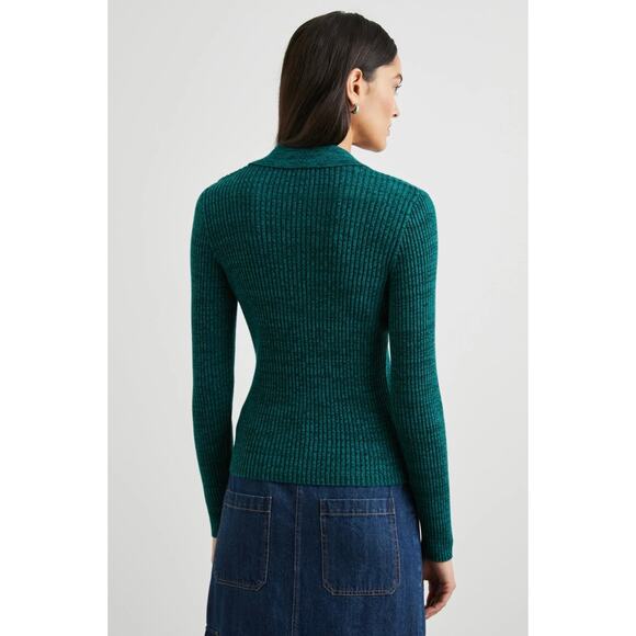 Rails Kennedy Long Sleeve Shirt Ribbed Stretchy Evergreen Turquoise Large Top - Picture 4 of 10